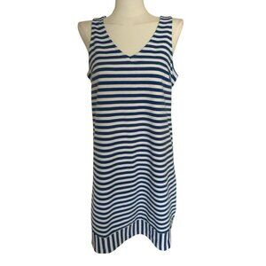 Old Navy Blue White Striped V-Neck Sleeveless Dress Women's Sz M